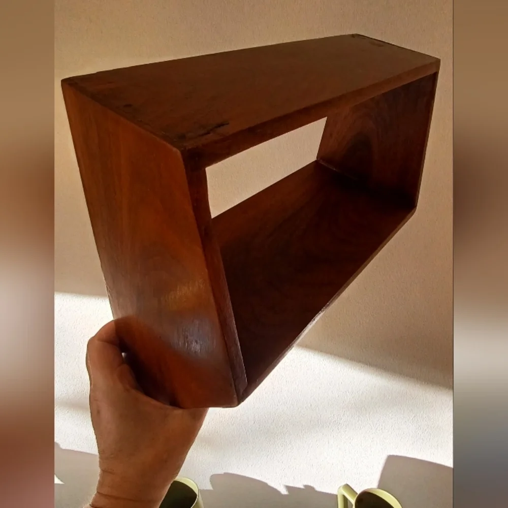 Set Of Two Vtg MCM Wooden Trinket Shelves